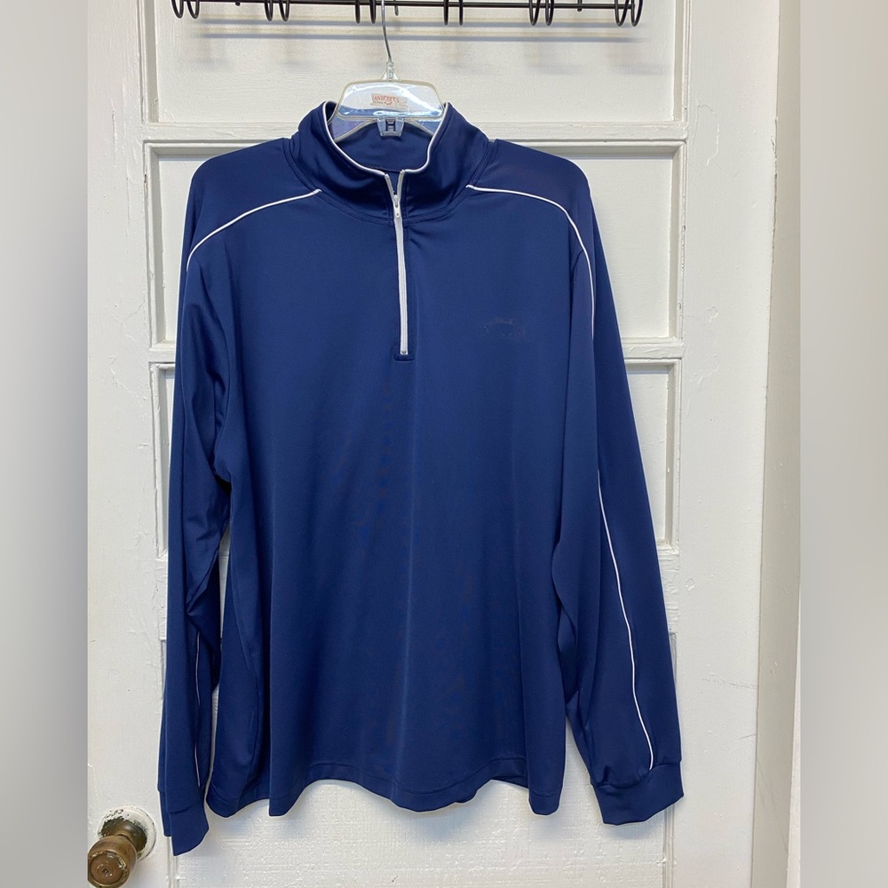Greg Norman 1/4 zip pullover mock neck navy blue performance jacket size XL